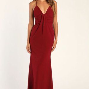 Backless red maxi dress